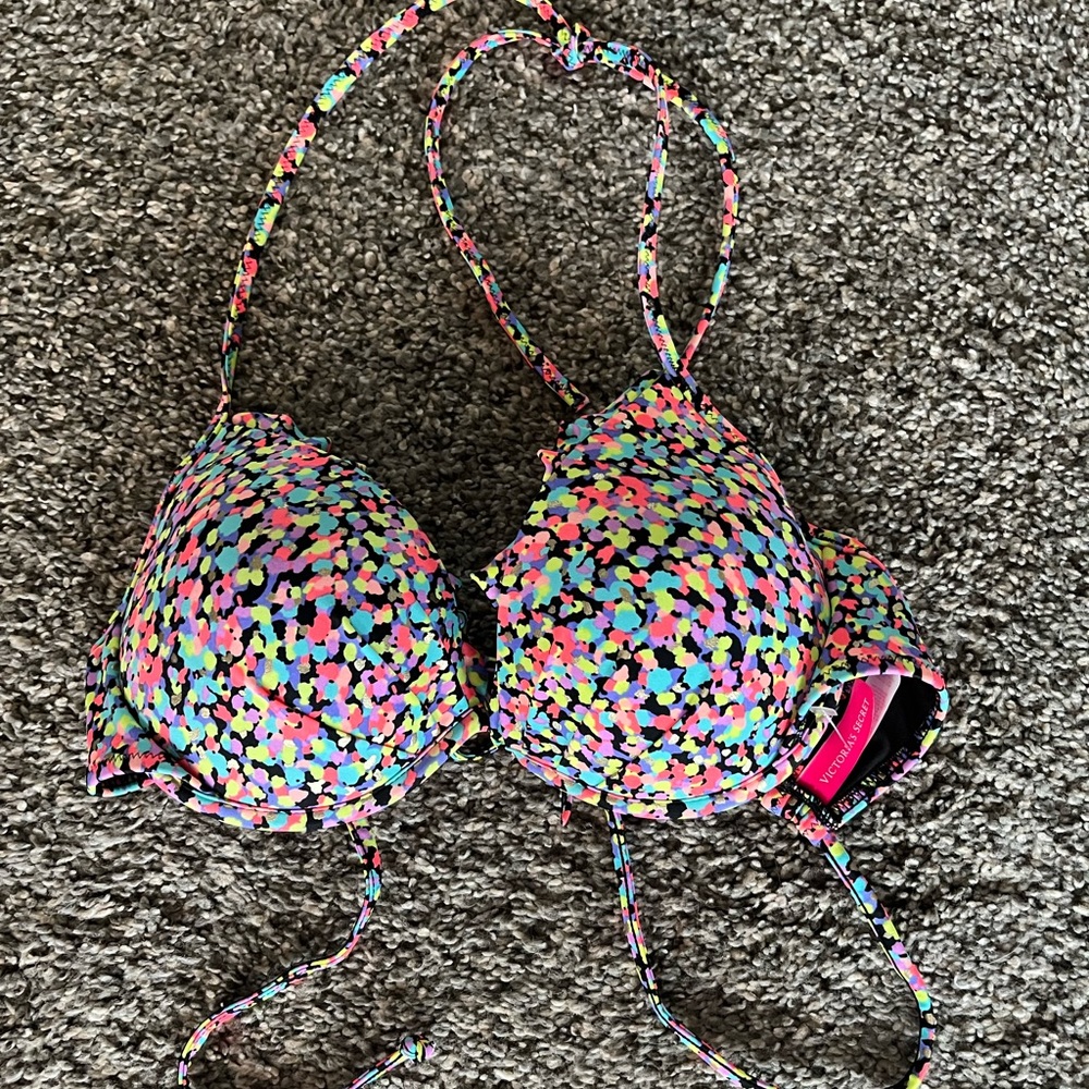 Victoria's Secret Neon Fleck Fabulous Push-Up Swim Top Multi Color 34C